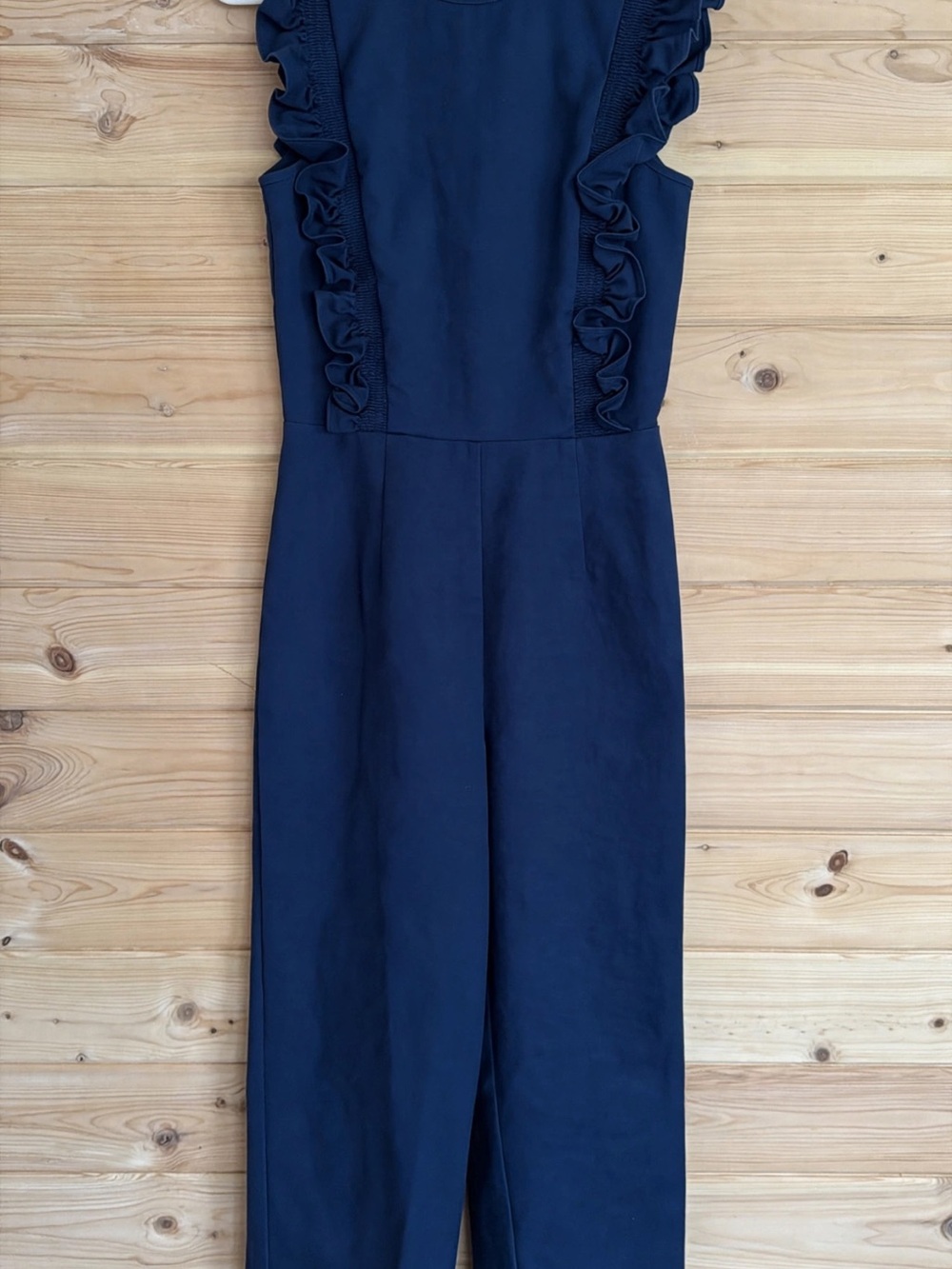 Gianni Bini Navy Ruffle-Trim Jumpsuit